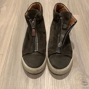 Lena Zip High Top Gray Suede